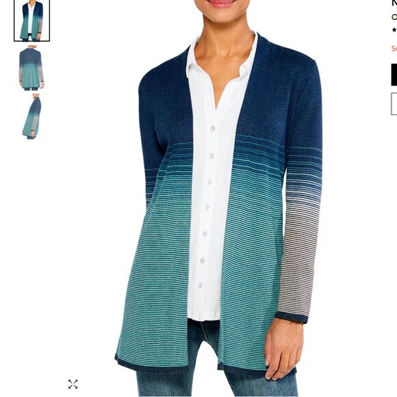 Nic And Zoe Long Open Cardigan Womens Large Ombre Sky Twirl Contemporary Chic - Picture 1 of 13